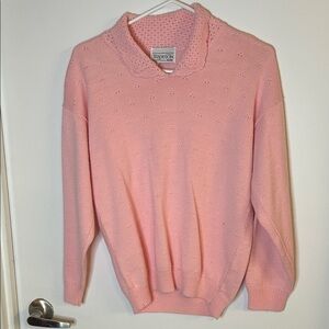 ✨  Vintage Sears Pink Swearer with Adorable Collar Neck | size small